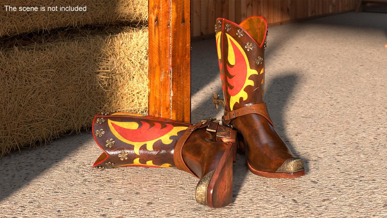 3D model Western Cowboy Boots with Spur