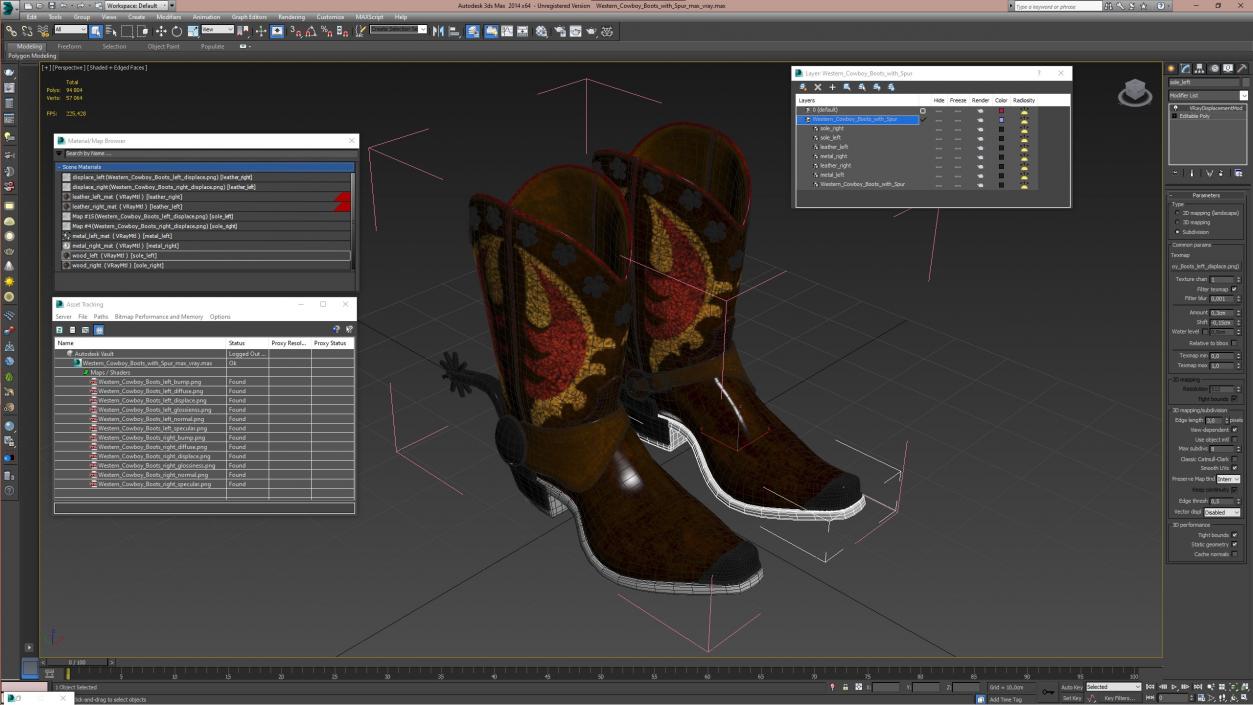 3D model Western Cowboy Boots with Spur