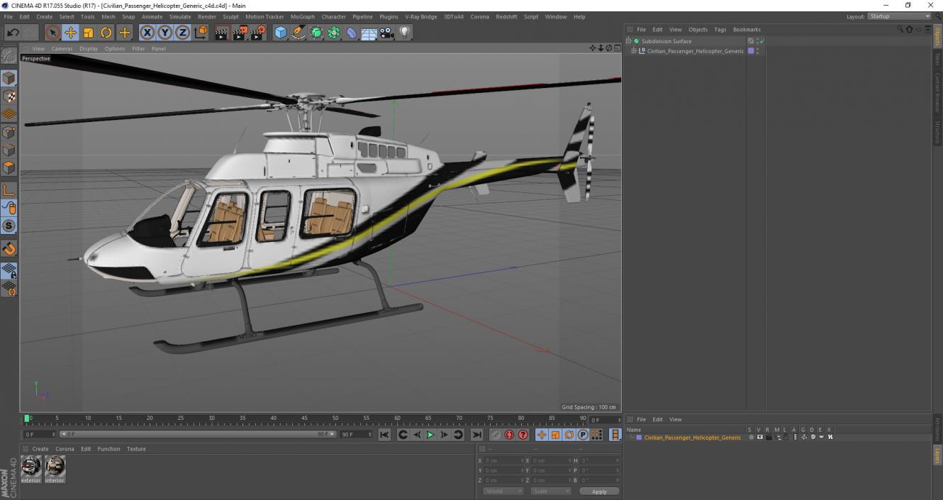 Civilian Passenger Helicopter Generic 3D