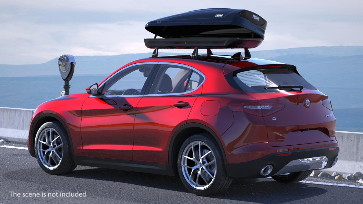 3D Thule XL800 Car Roof Box Rigged