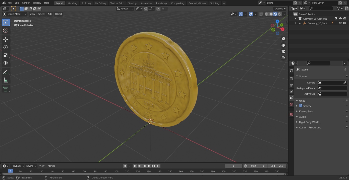 3D model Germany 20 Cent