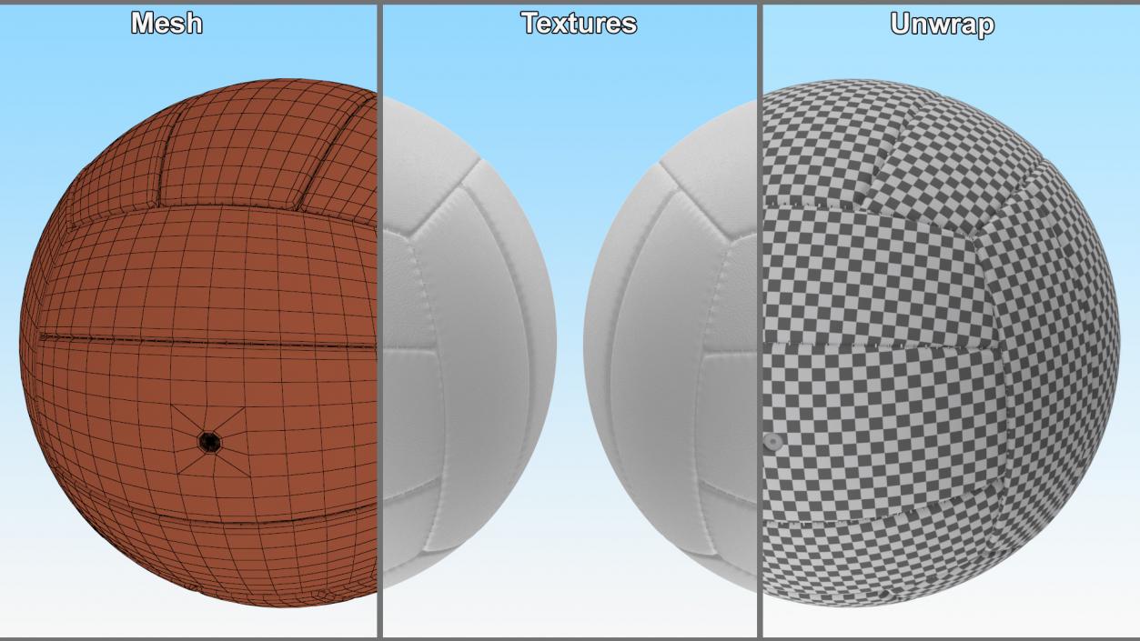 Leather Volleyball Ball White 3D model