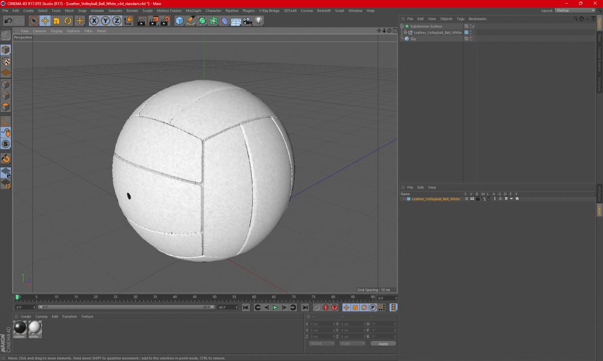 Leather Volleyball Ball White 3D model