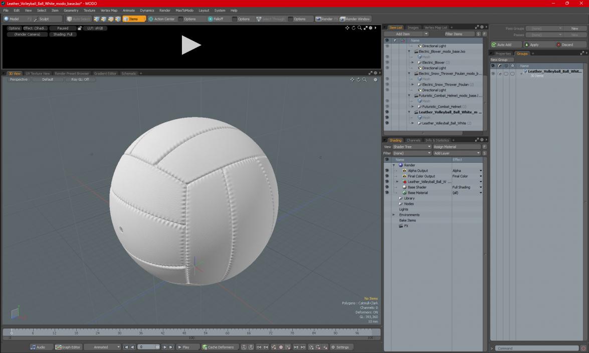 Leather Volleyball Ball White 3D model