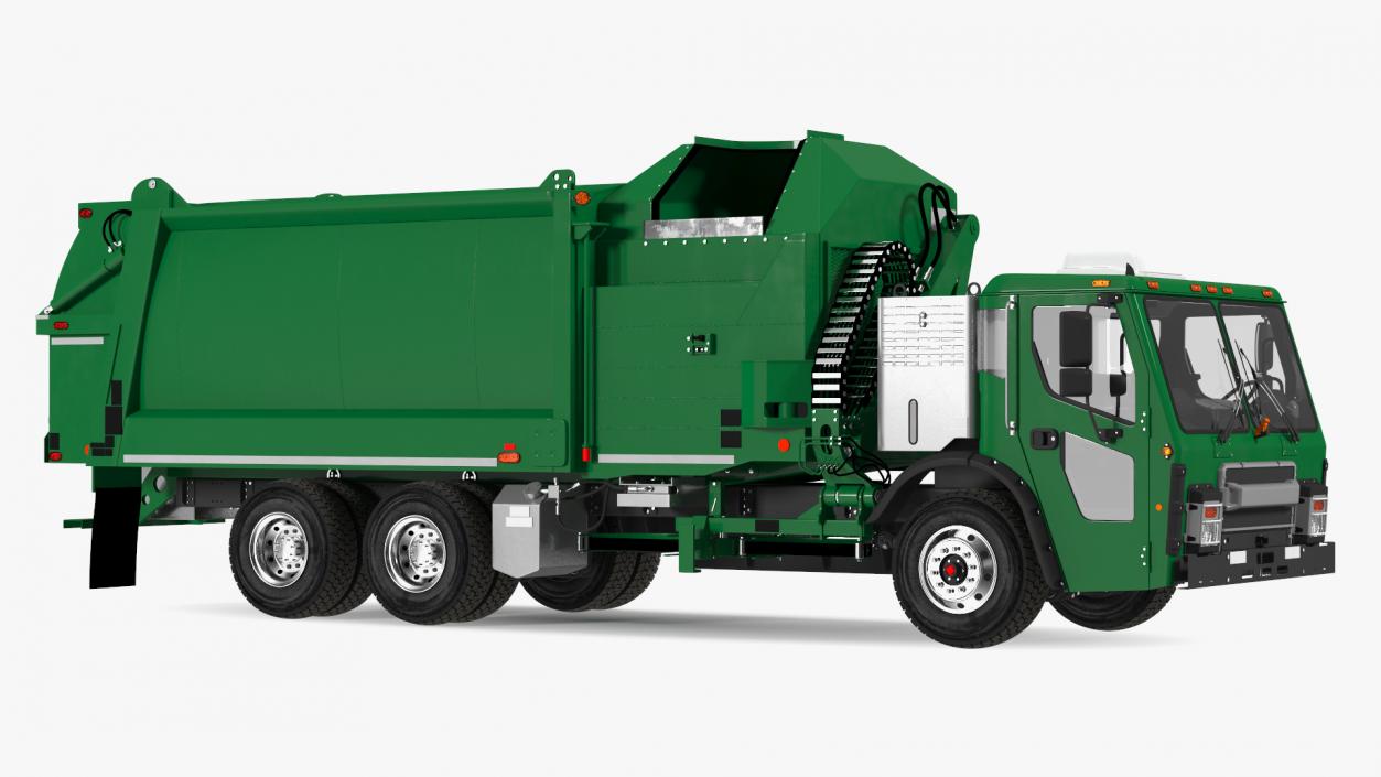 3D Electric Trash Truck Green