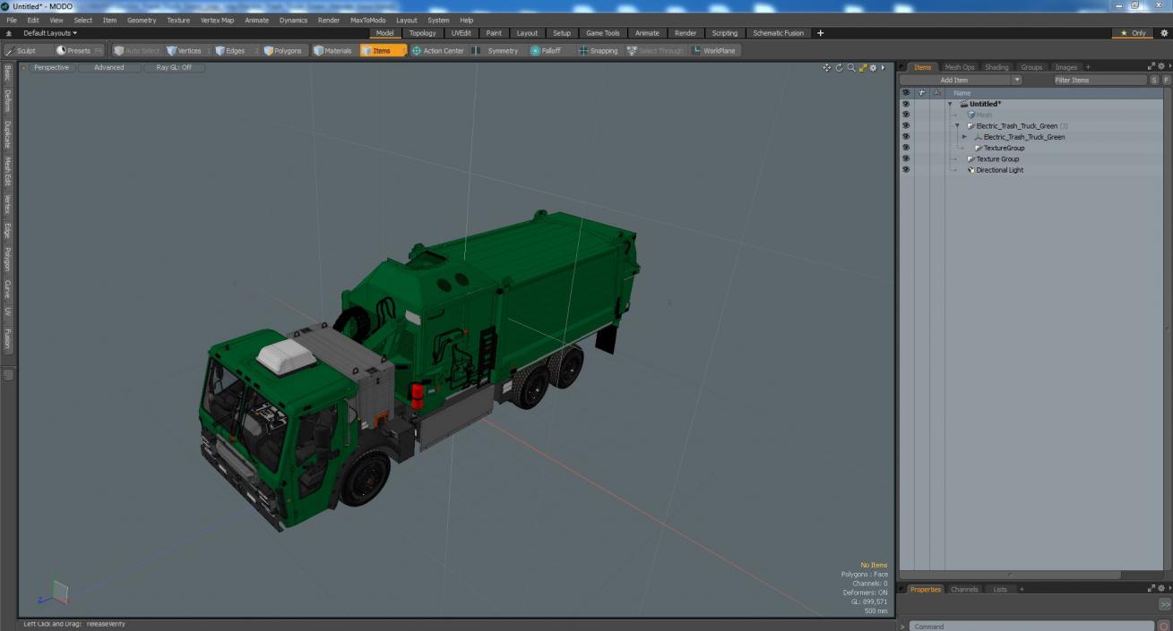 3D Electric Trash Truck Green