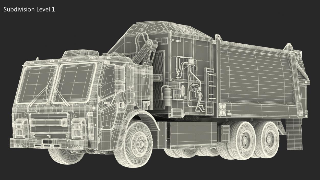 3D Electric Trash Truck Green