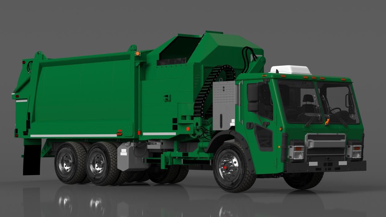 3D Electric Trash Truck Green