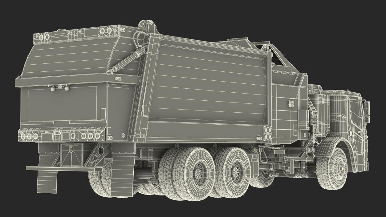 3D Electric Trash Truck Green