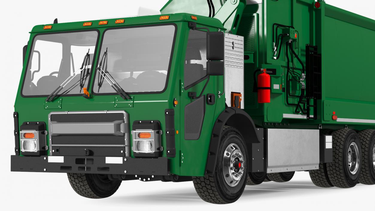 3D Electric Trash Truck Green