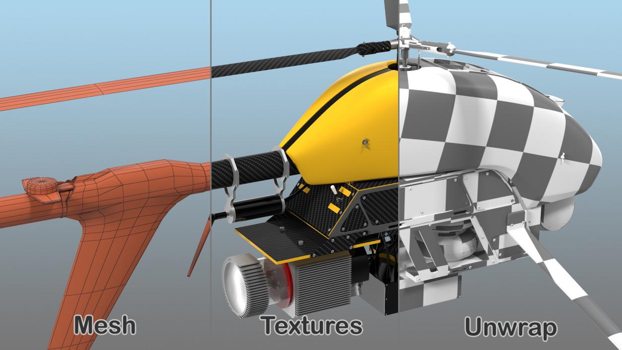 Helicopter UAV Drone Rigged 3D