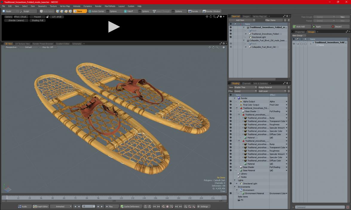 3D Traditional Snowshoes Folded model