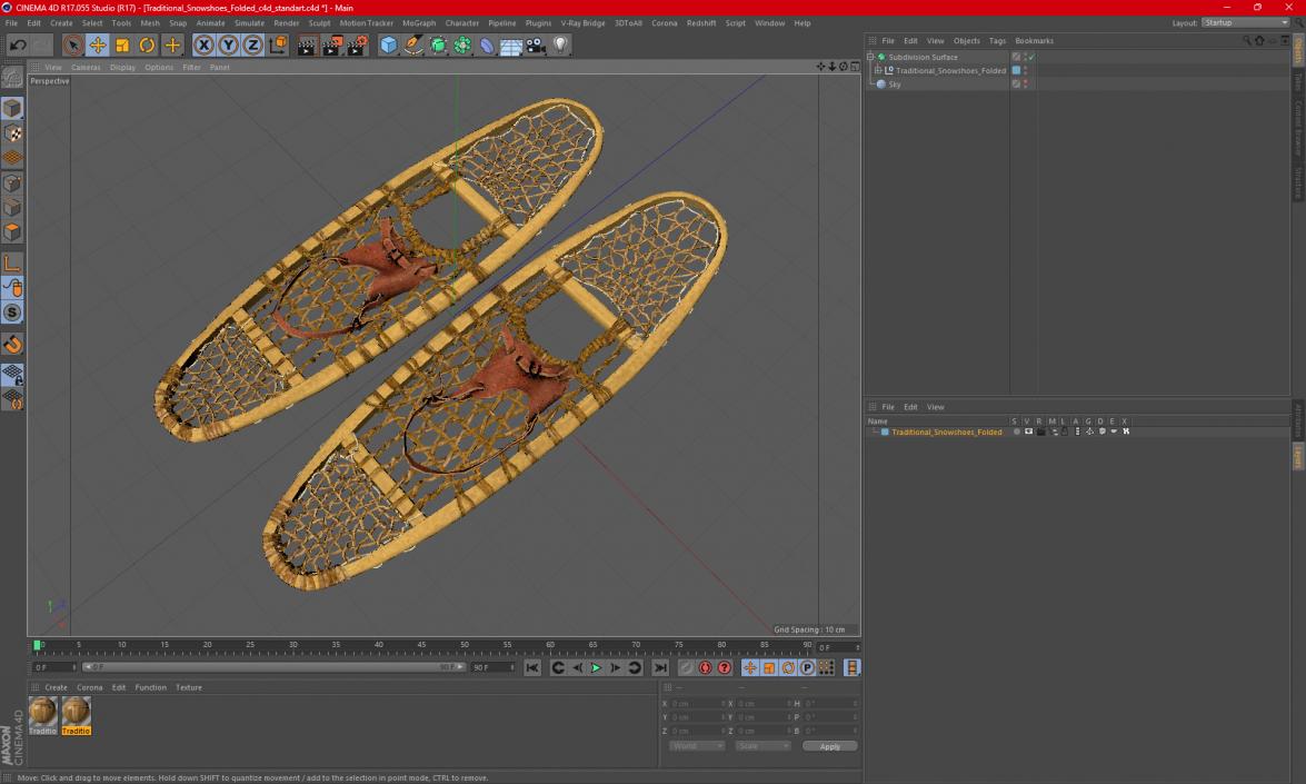 3D Traditional Snowshoes Folded model