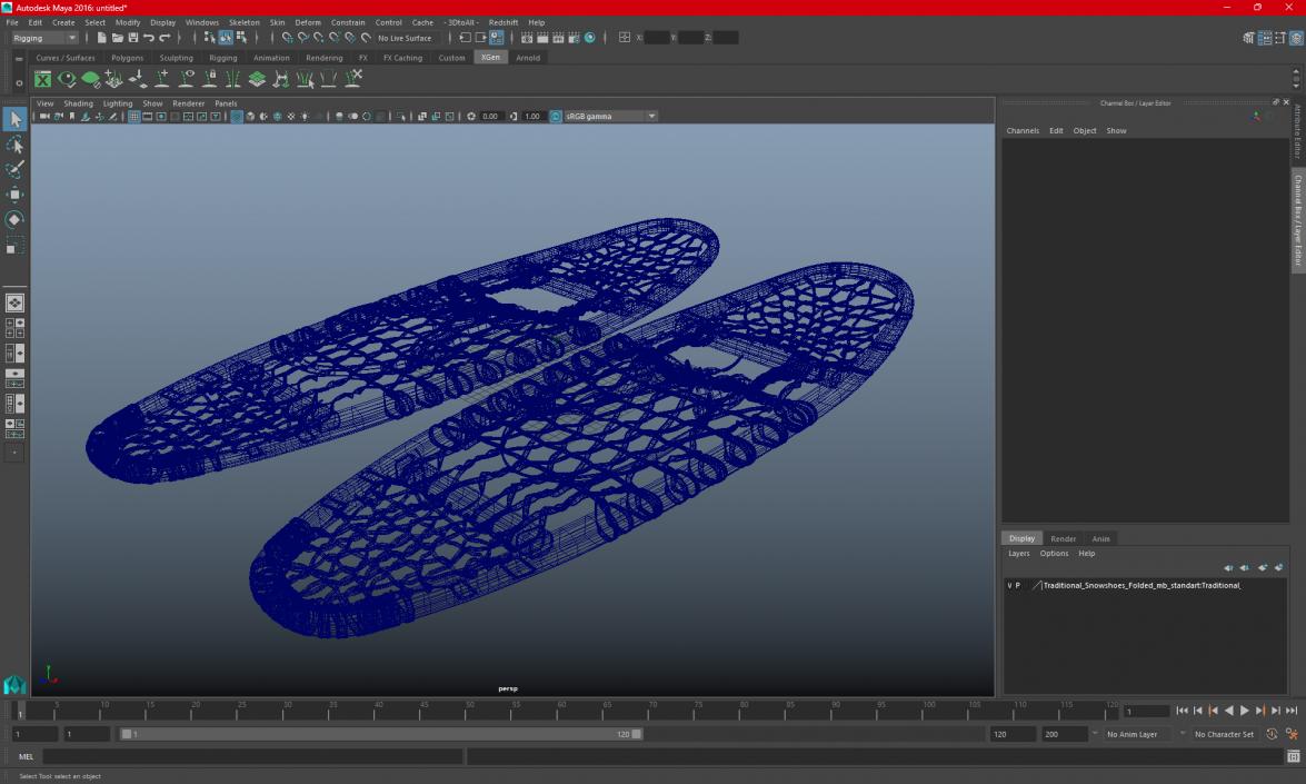 3D Traditional Snowshoes Folded model