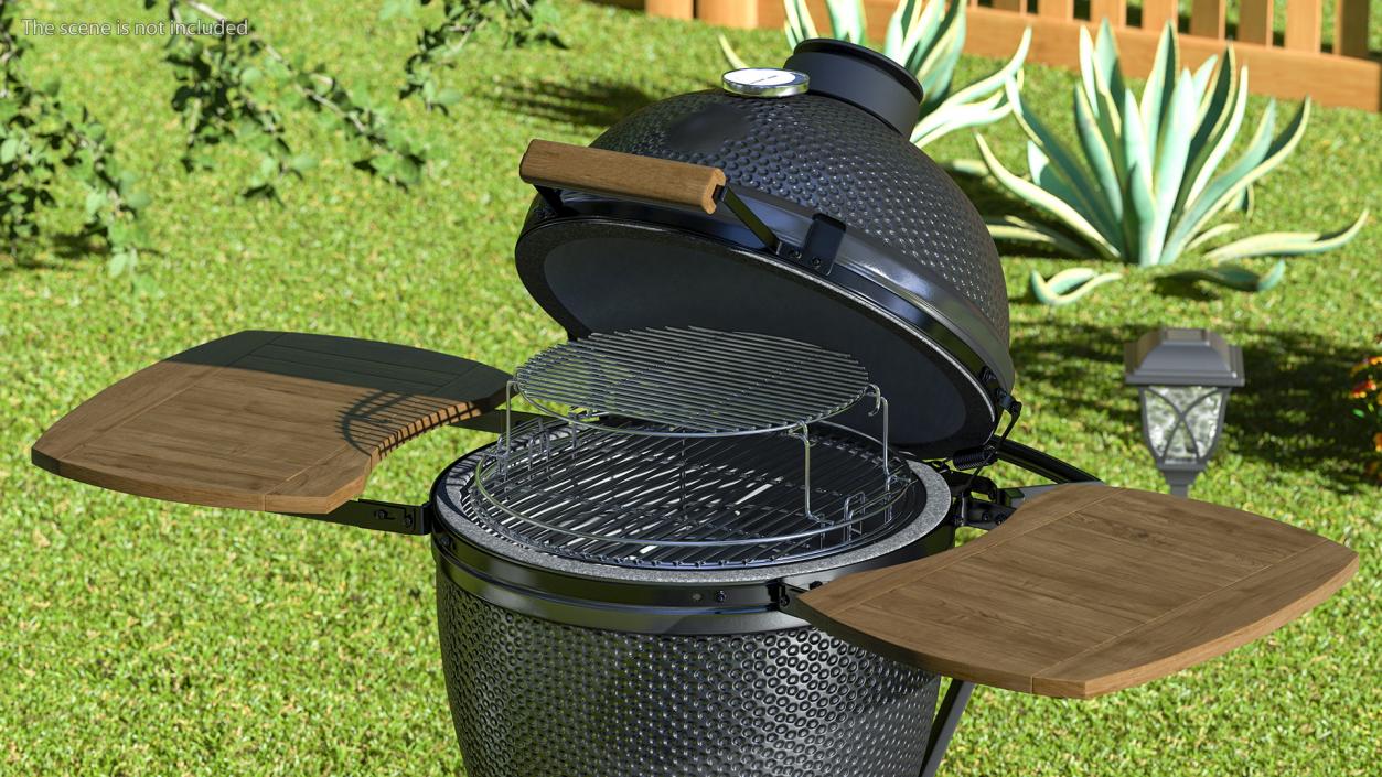 Kamado Style Bbq Grill Open 3D