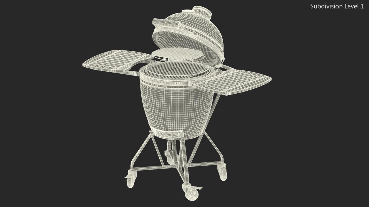 Kamado Style Bbq Grill Open 3D