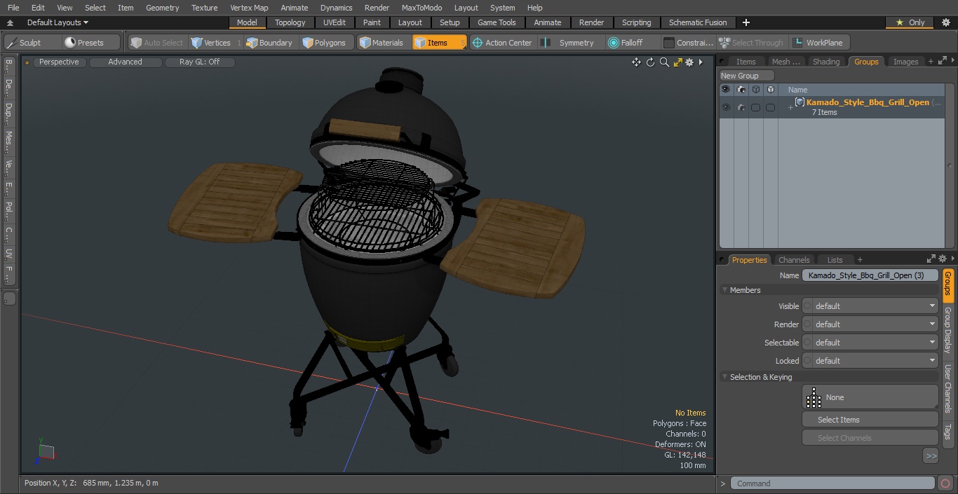 Kamado Style Bbq Grill Open 3D