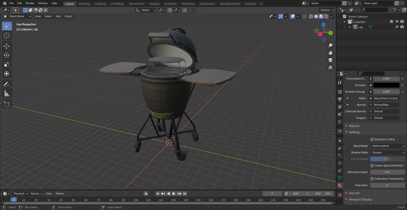 Kamado Style Bbq Grill Open 3D