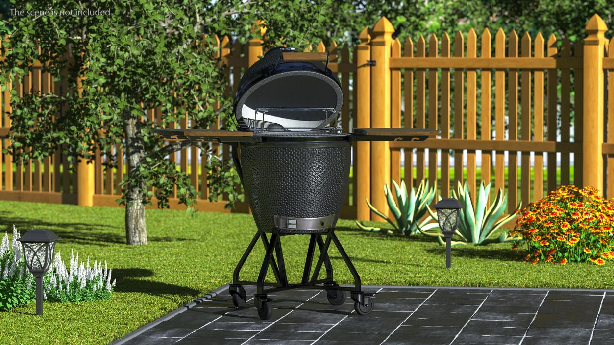 Kamado Style Bbq Grill Open 3D