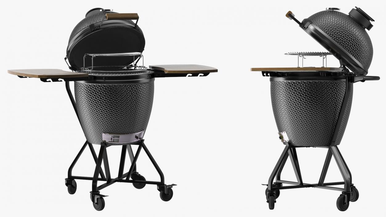 Kamado Style Bbq Grill Open 3D