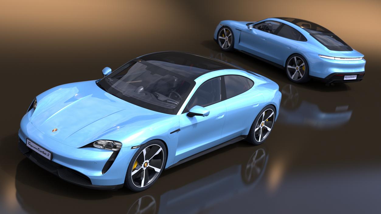 Porsche Taycan Turbo Frozen Blue 3D