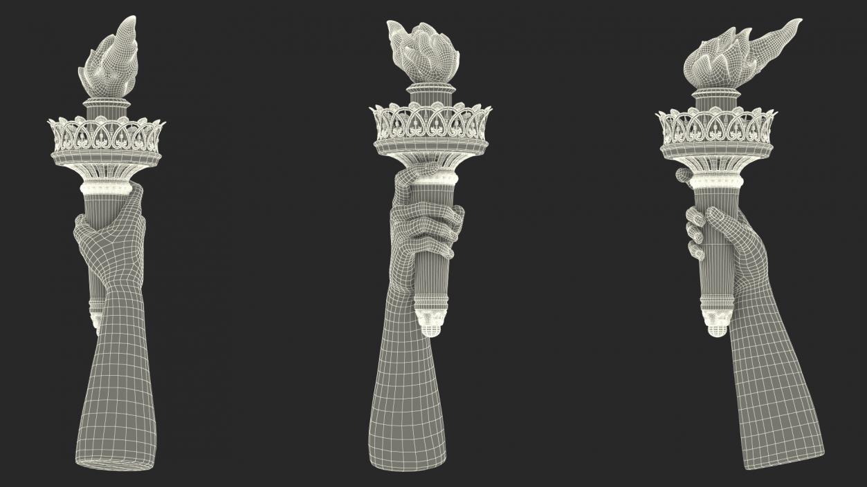 3D Hand Holding the Torch of Liberty model