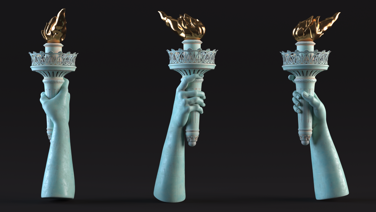 3D Hand Holding the Torch of Liberty model