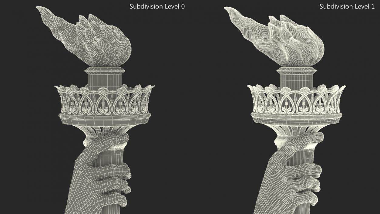 3D Hand Holding the Torch of Liberty model