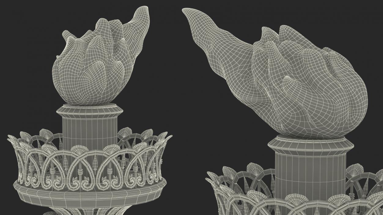 3D Hand Holding the Torch of Liberty model