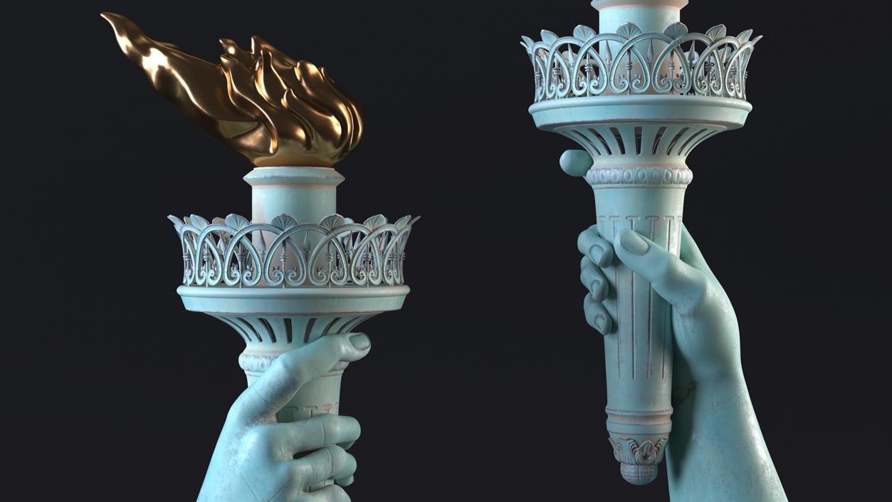 3D Hand Holding the Torch of Liberty model