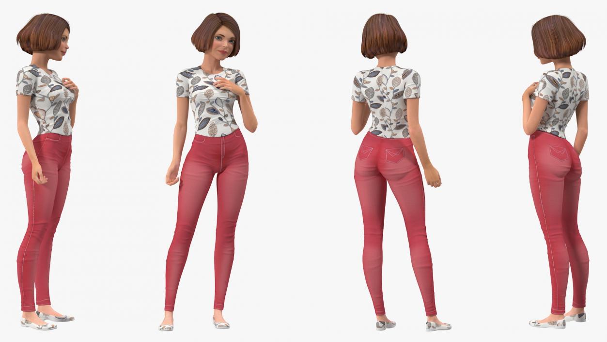 3D Casual Women Summer Suit Rigged