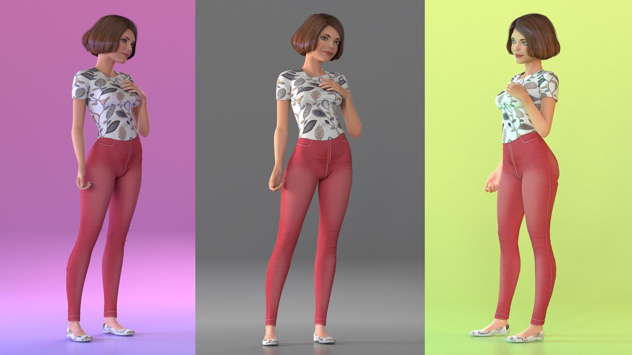 3D Casual Women Summer Suit Rigged