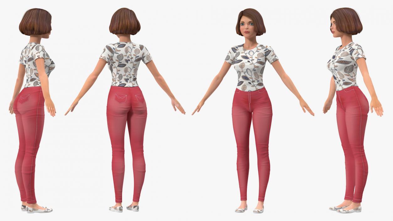 3D Casual Women Summer Suit Rigged