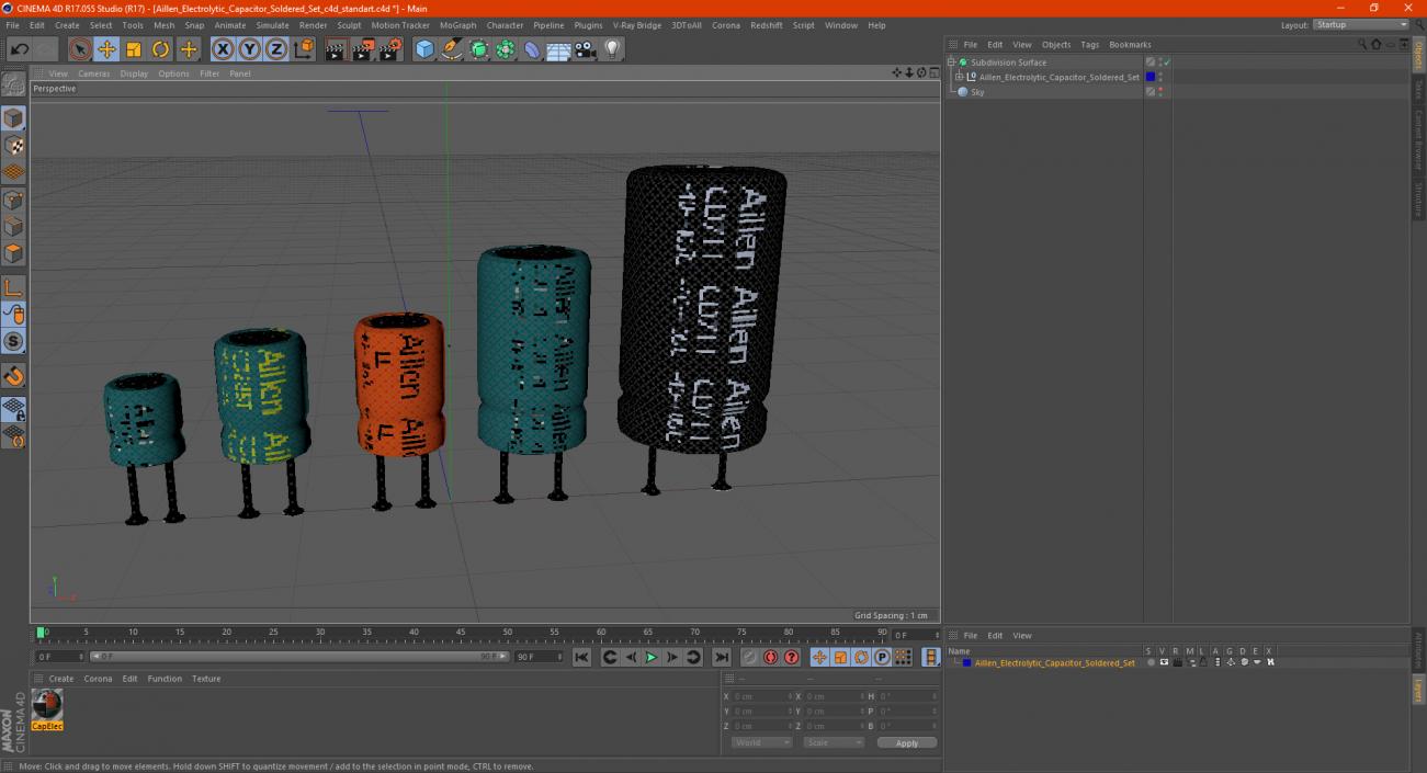 Aillen Electrolytic Capacitor Soldered Set 3D