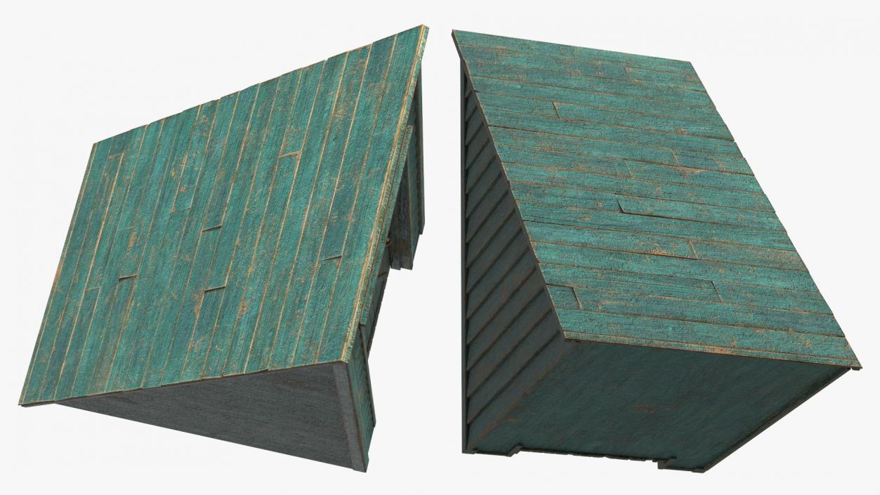 3D model Rustic Pitched Style Rooftop Building Green 2