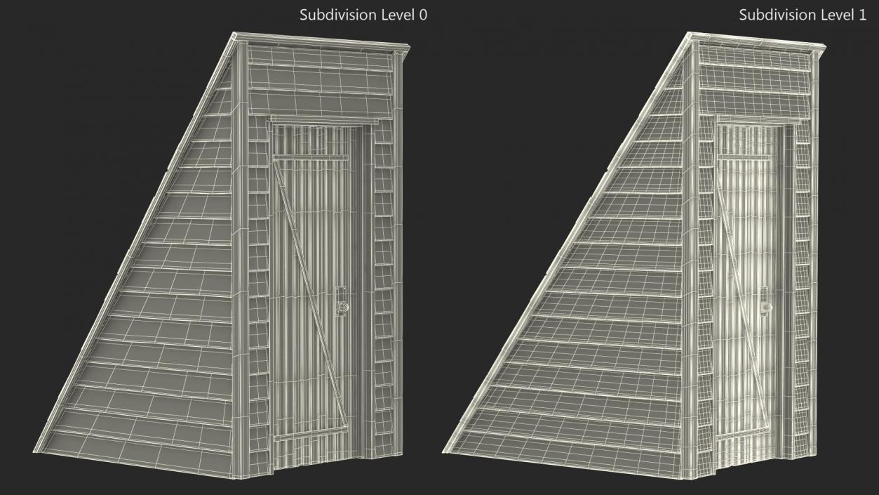 3D model Rustic Pitched Style Rooftop Building Green 2