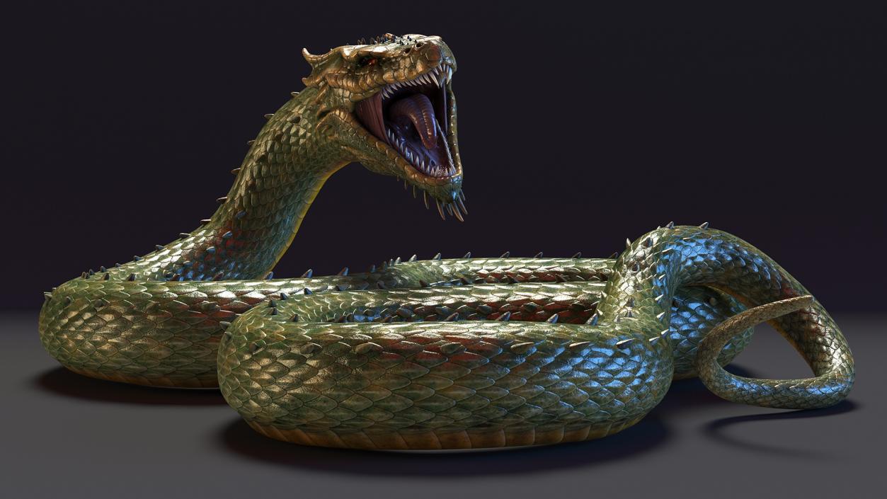 3D Aggressive Serpentine Dragon model