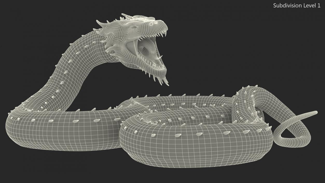 3D Aggressive Serpentine Dragon model