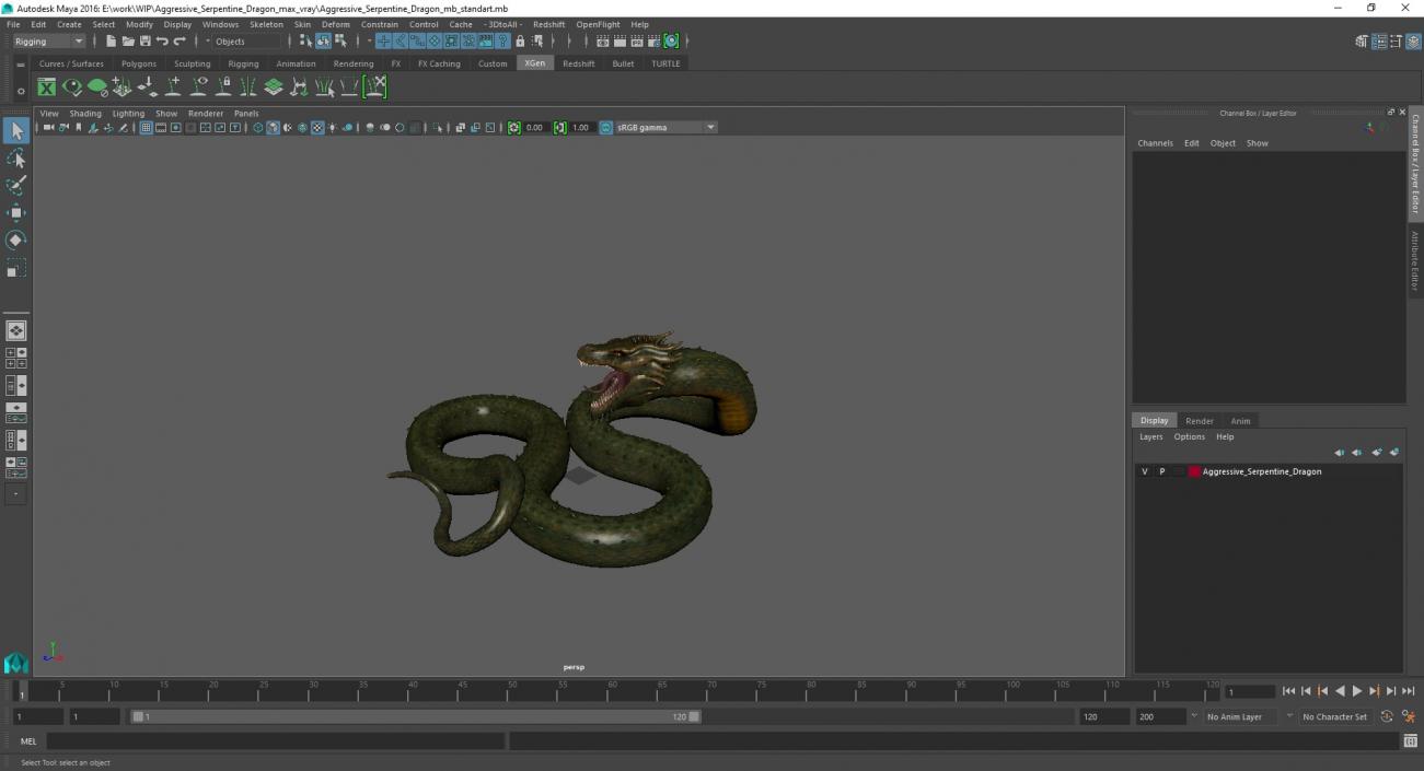 3D Aggressive Serpentine Dragon model