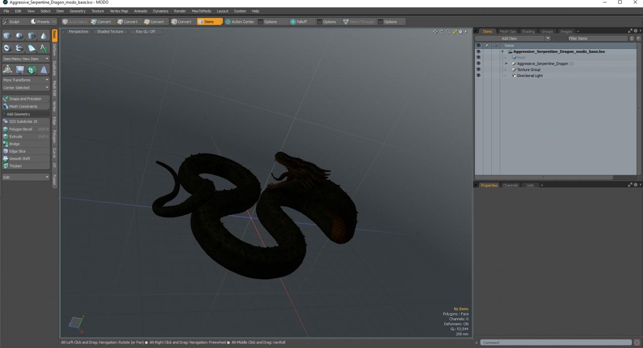 3D Aggressive Serpentine Dragon model