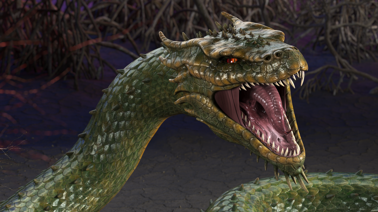 3D Aggressive Serpentine Dragon model