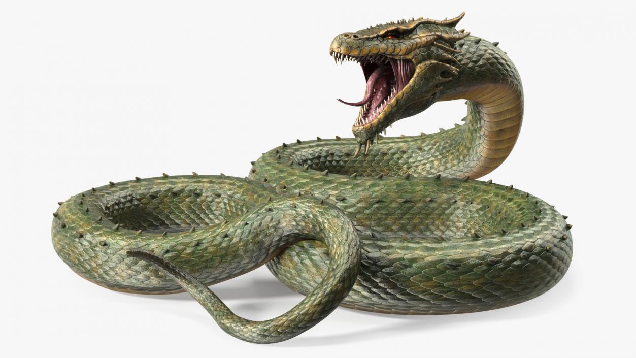 3D Aggressive Serpentine Dragon model