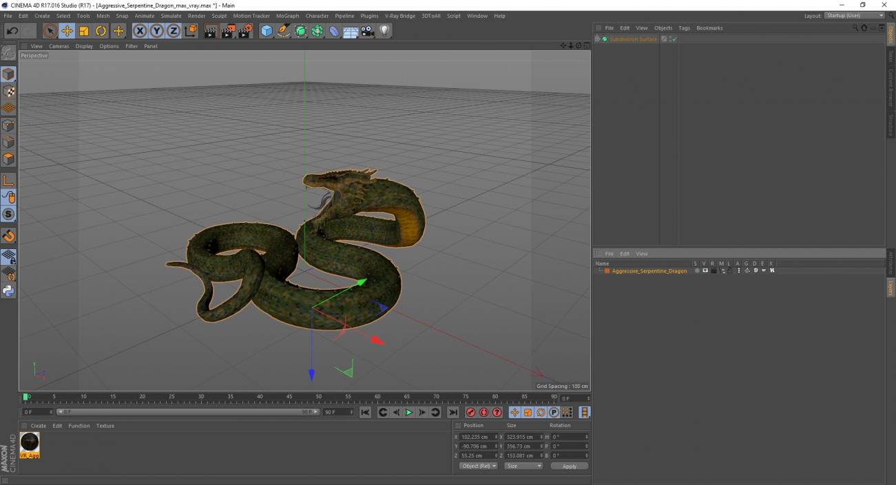 3D Aggressive Serpentine Dragon model