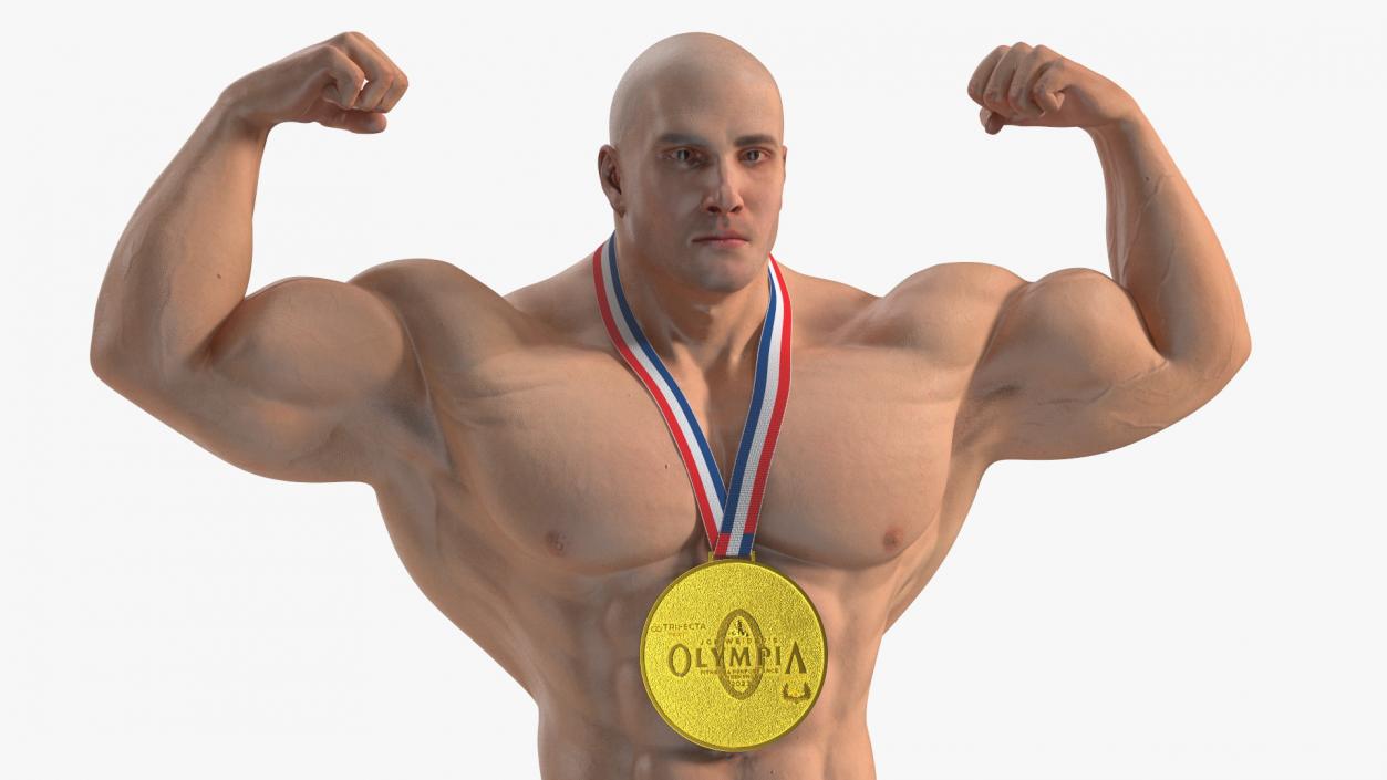 3D Champion Bodybuilder Man Winner Pose