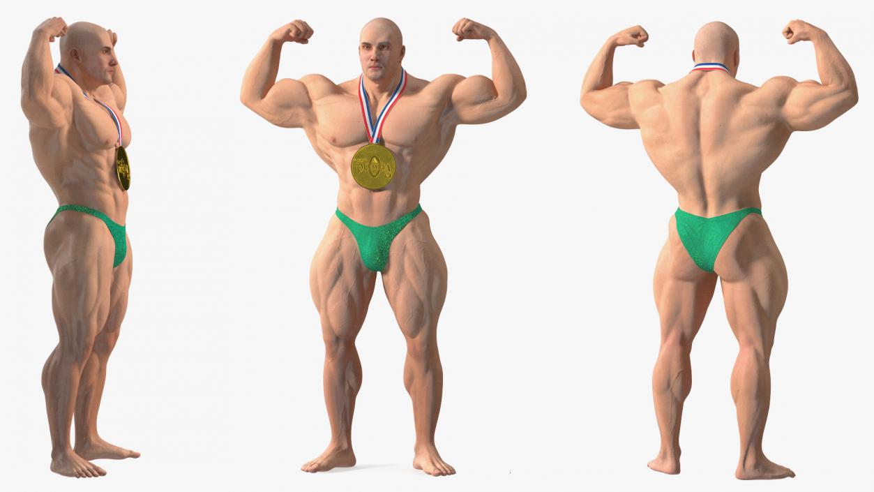 3D Champion Bodybuilder Man Winner Pose