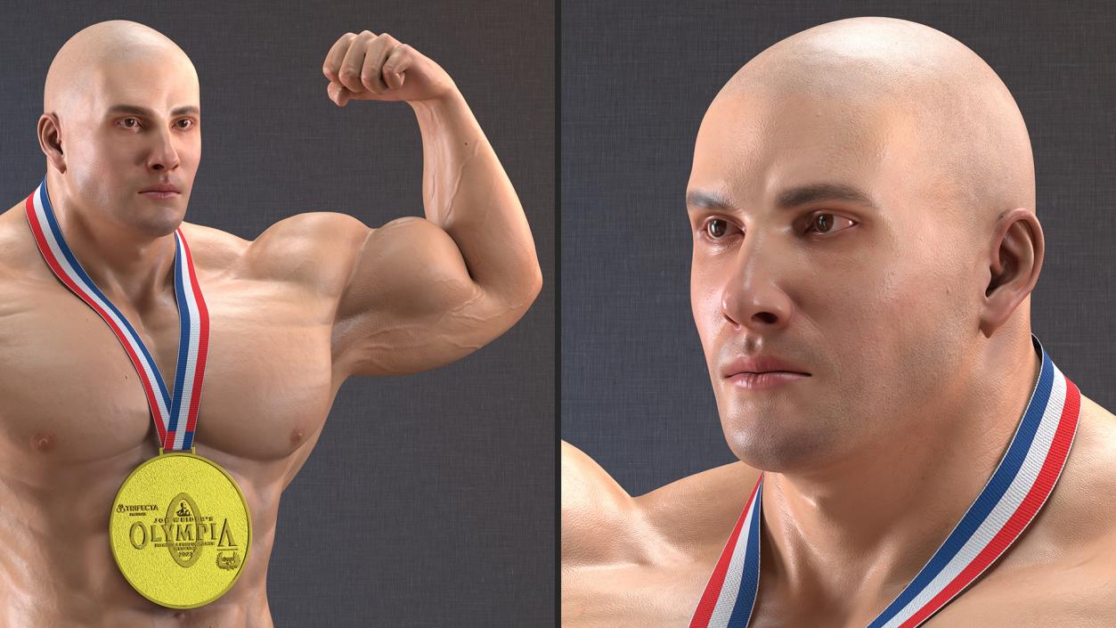 3D Champion Bodybuilder Man Winner Pose