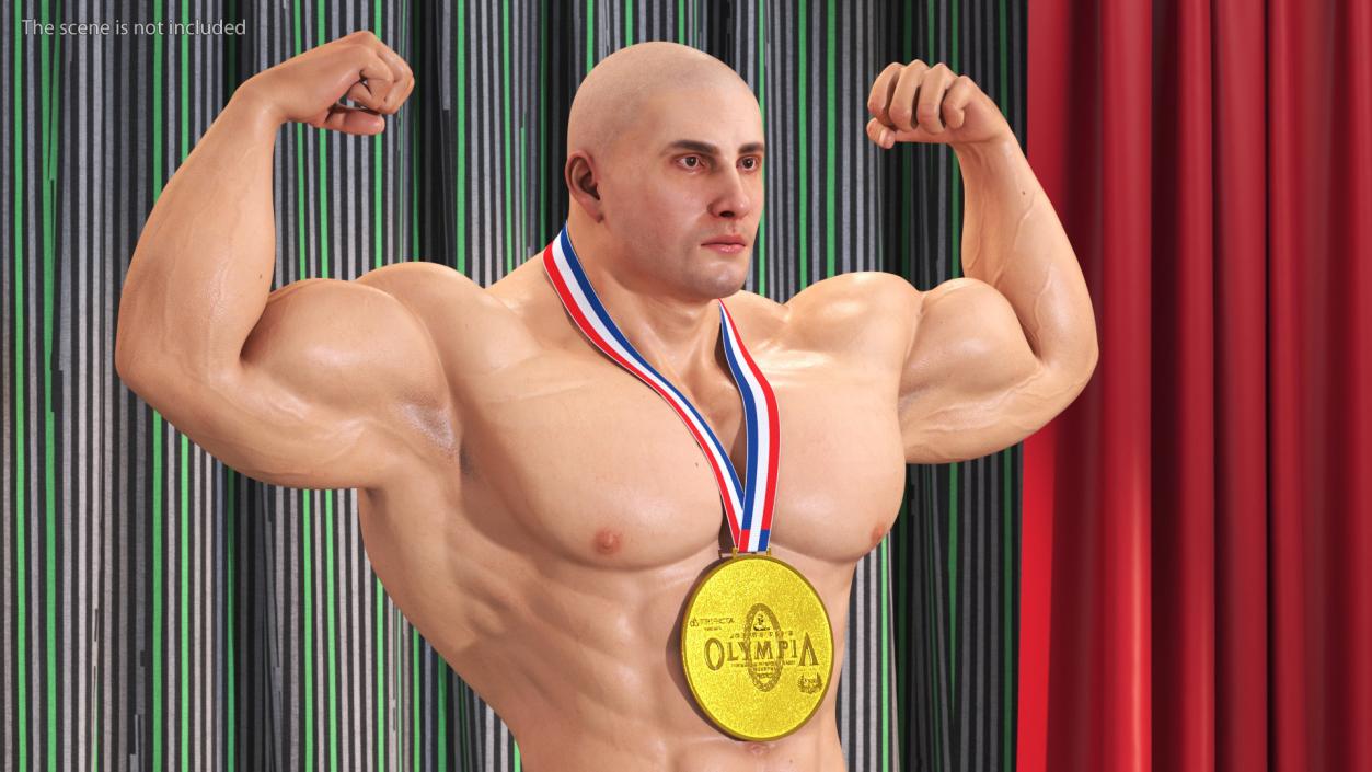 3D Champion Bodybuilder Man Winner Pose