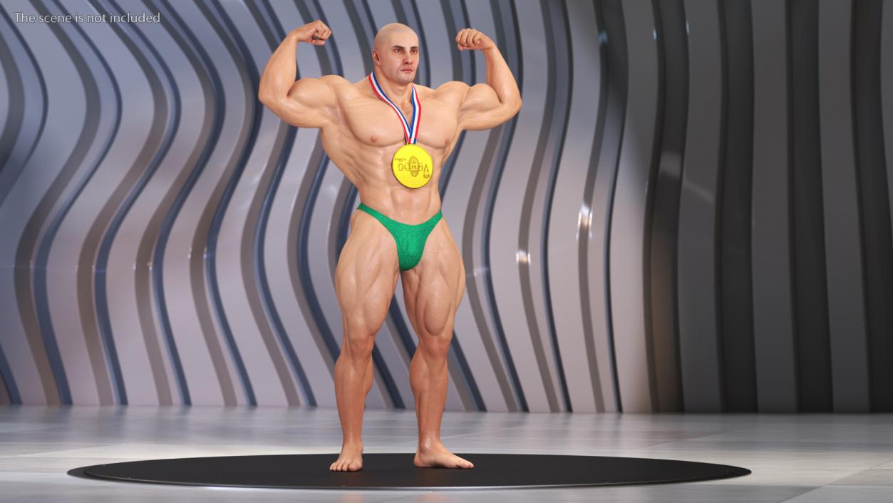 3D Champion Bodybuilder Man Winner Pose