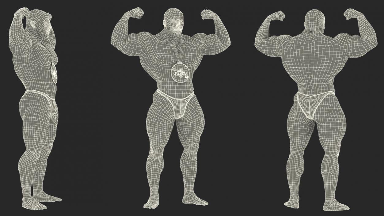 3D Champion Bodybuilder Man Winner Pose