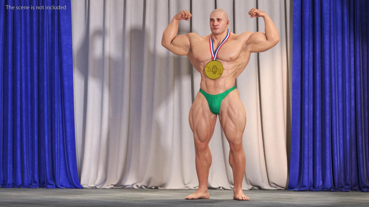 3D Champion Bodybuilder Man Winner Pose